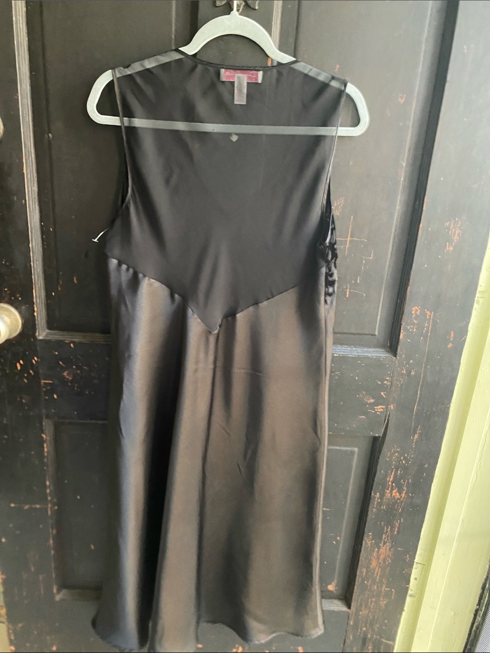Oscar de la Renta Black Satin with Floral Lace Yoke - Picture 9 of 13